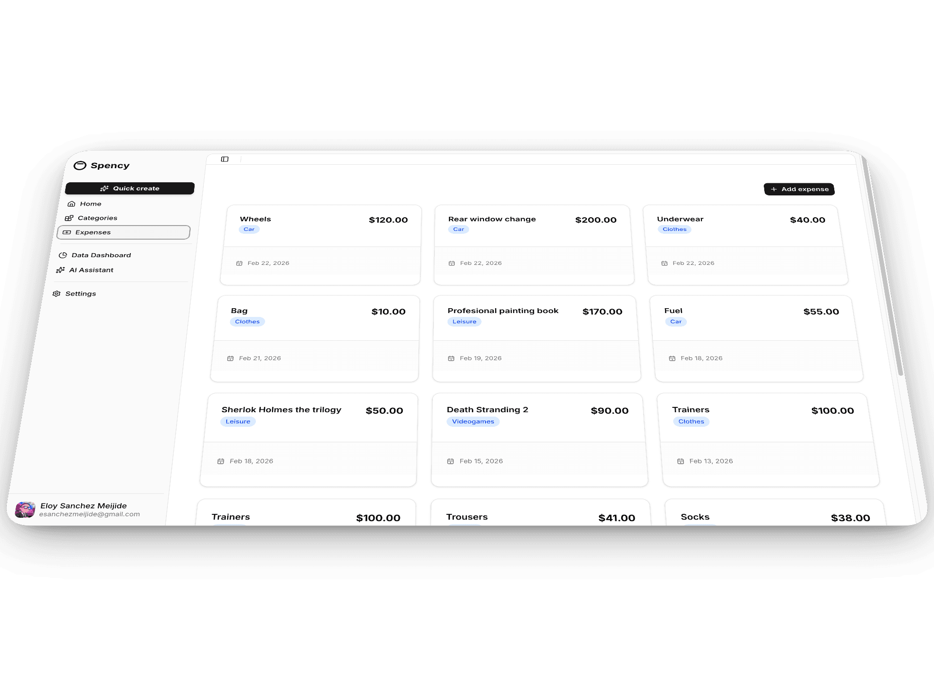 Visual finance analysis dashboard with spending charts